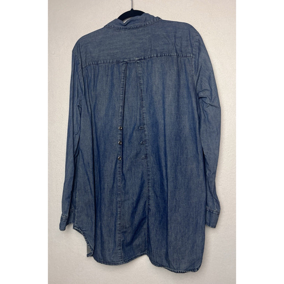 Style and Co. Women's Denim Blue Button Up Shirt Size 16 Roll Tab Sleeve - Picture 6 of 8